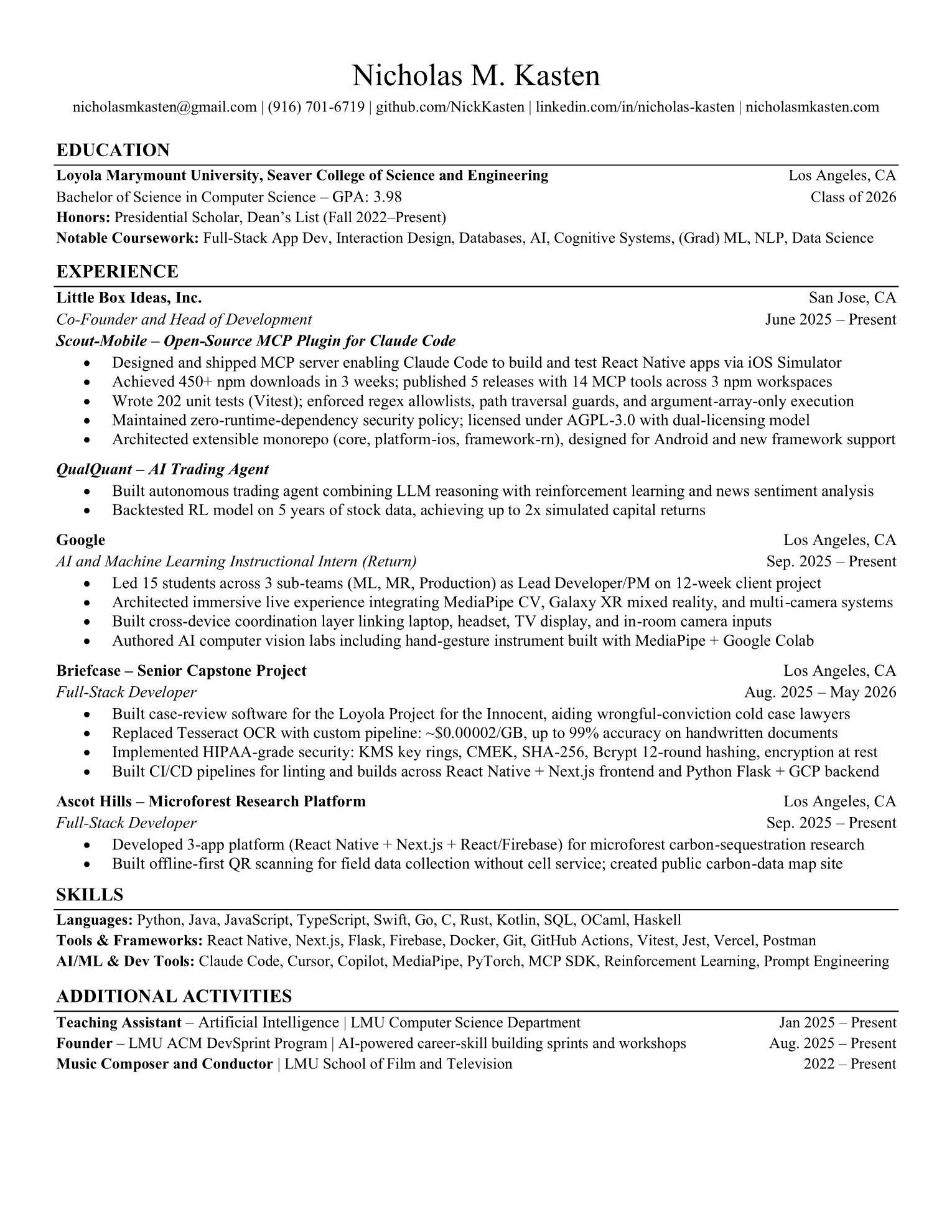 Resume page 1